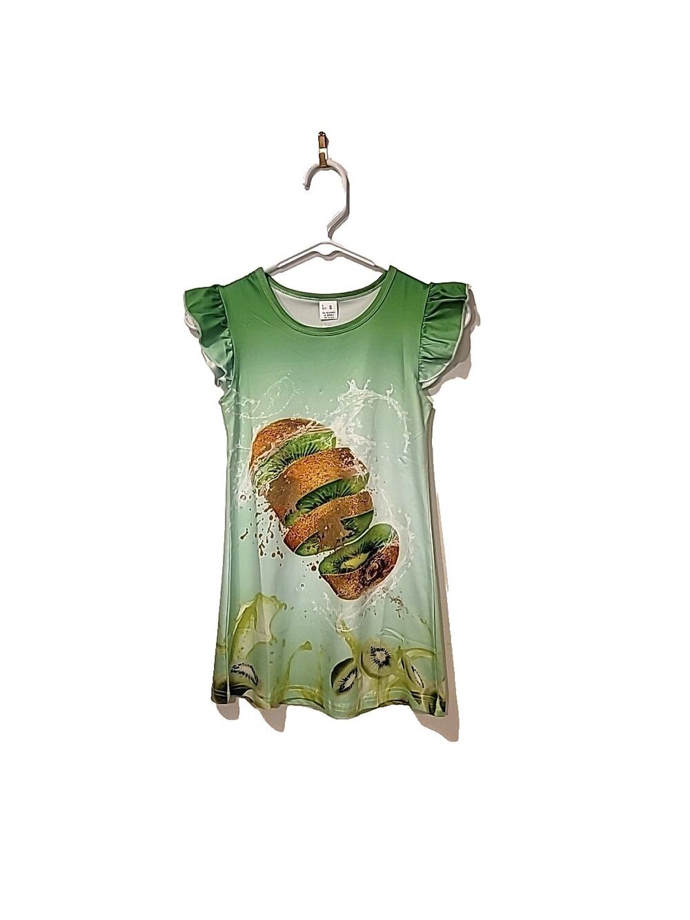 Unbranded, Stretchy Green Kiwi Dress, Girls Size Small (4-6)